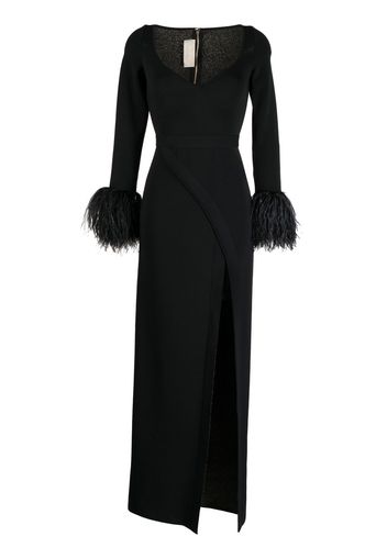 Elie Saab feather-trim gown - Nero