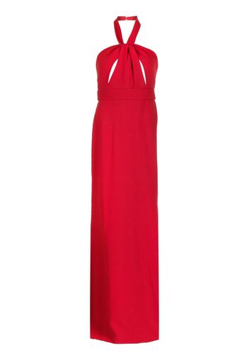 Elie Saab crepe halterneck dress - Rosso