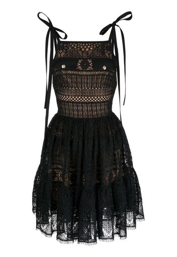 Elie Saab Abito corto svasato macramé - Nero