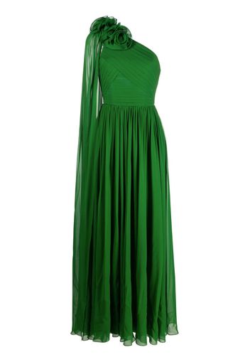 Elie Saab floral-detail asymmetric gown - Verde