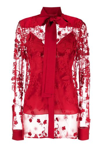 Elie Saab Camicia con ricamo a fiori - Rosso