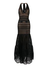 Elie Saab Abito da sera con scollo a V macramé - Nero