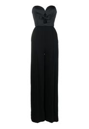 Elie Saab bow-detail cut-out taffeta jumpsuit - Nero