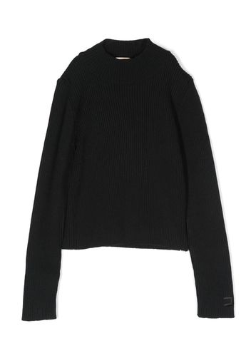 Elisabetta Franchi La Mia Bambina mock-neck ribbed knit jumper - Nero