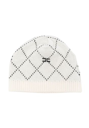 Elisabetta Franchi La Mia Bambina intarsia-knit logo beanie - Bianco