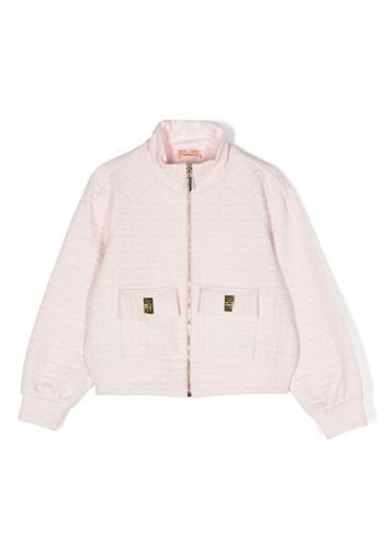 Elisabetta Franchi La Mia Bambina embossed-logo zip-up jacket - Rosa