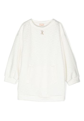 Elisabetta Franchi La Mia Bambina monogram-jacquard midi dress - Bianco