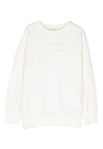 Elisabetta Franchi La Mia Bambina logo-embroidered cotton sweatshirt - Bianco