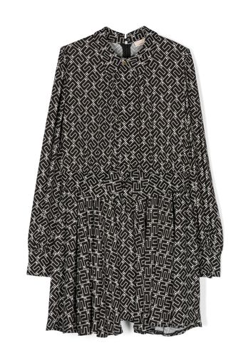 Elisabetta Franchi La Mia Bambina monogram-pattern long-sleeved dress - D062 NERO/BURRO