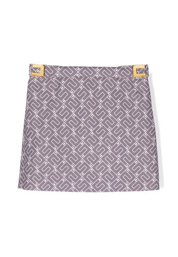 Elisabetta Franchi La Mia Bambina monogram-print stretch miniskirt - Viola