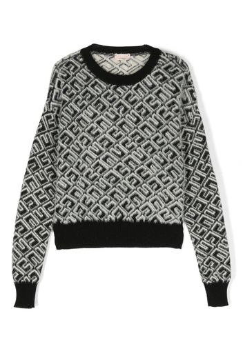 Elisabetta Franchi La Mia Bambina monogram crew-neck jumper - Nero