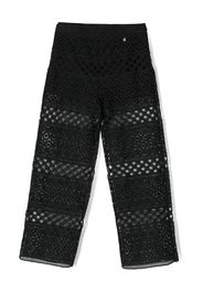 Elisabetta Franchi La Mia Bambina layered lace-design trousers - Nero