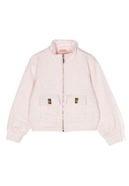 Elisabetta Franchi La Mia Bambina embossed-logo zip-up jacket - Rosa