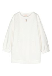 Elisabetta Franchi La Mia Bambina monogram-jacquard midi dress - Bianco