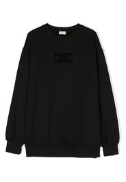 Elisabetta Franchi La Mia Bambina logo-embroidered cotton sweatshirt - Nero