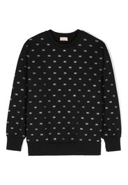 Elisabetta Franchi La Mia Bambina rhinestone-embellished cotton sweatshirt - Nero