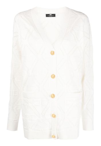 Elisabetta Franchi Cardigan con logo goffrato - Bianco