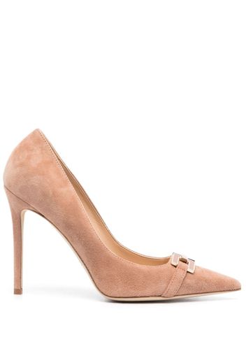 Elisabetta Franchi 110mm logo-plaque suede pumps - Toni neutri