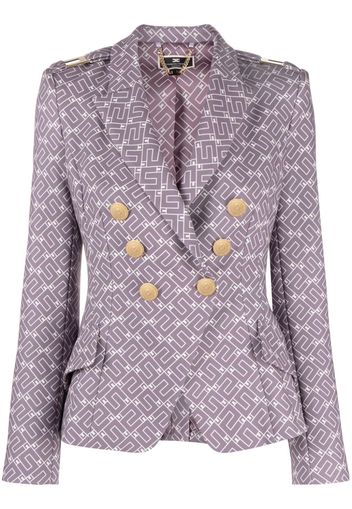 Elisabetta Franchi logo-print double-breasted blazer - Viola