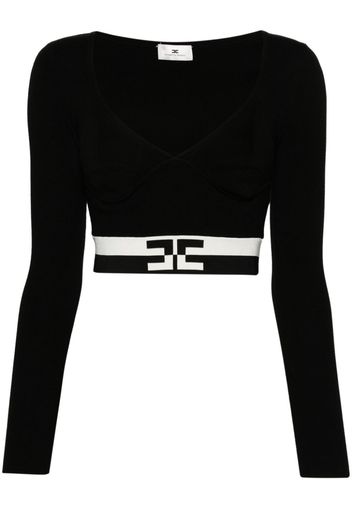 Elisabetta Franchi Top con logo - Nero