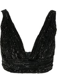 Elisabetta Franchi bead-embellished cropped tank top - Nero