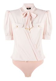 Elisabetta Franchi pussy-bow collar wrap bodysuit - Rosa