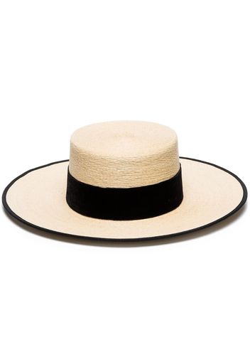 black and beige cordobes straw hat