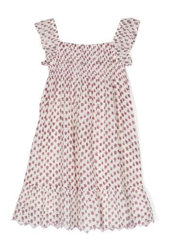 Emile Et Ida apple-print shirred-effect cotton dress - Toni neutri