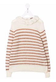 Emile Et Ida striped ruffled-neck jumper - Bianco