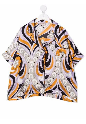 Emilio Pucci Junior TEEN abstract-print short-sleeved shirt - Viola