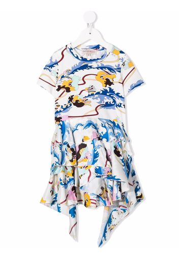 Emilio Pucci Junior graphic print asymmetric T-shirt dress - Bianco