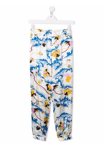 Emilio Pucci Junior Ranuncoli-print wide-leg trousers - Bianco