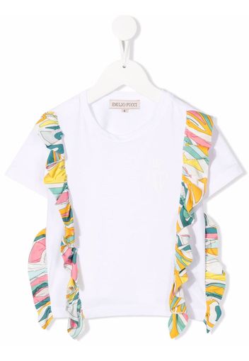 Emilio Pucci Junior ruffled-detail cotton T-shirt - Bianco