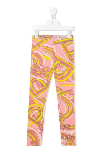 Emilio Pucci Junior abstract-print stretch-cotton leggings - Rosa