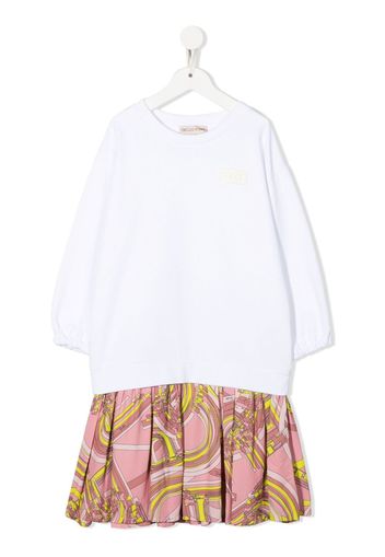 Emilio Pucci Junior logo-patch layered dress - Bianco