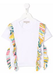 Emilio Pucci Junior ruffled-detail cotton T-shirt - Bianco