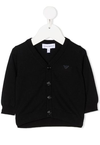 raised logo rib-trimmed cardigan