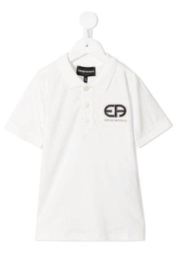 Emporio Armani Kids embroidered logo polo shirt - Bianco