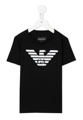 Emporio Armani Kids eagle logo-print T-shirt - Nero