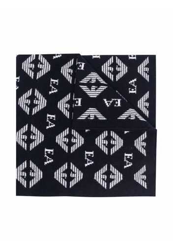 Emporio Armani Kids monogram-print scarf - Blu