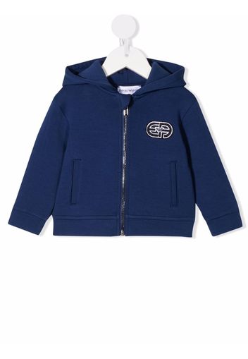 Emporio Armani Kids embroidered patch zip-up hoodie - Blu