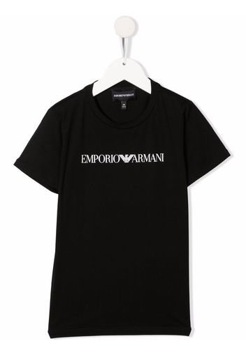 Emporio Armani Kids logo-print cotton T-Shirt - Nero