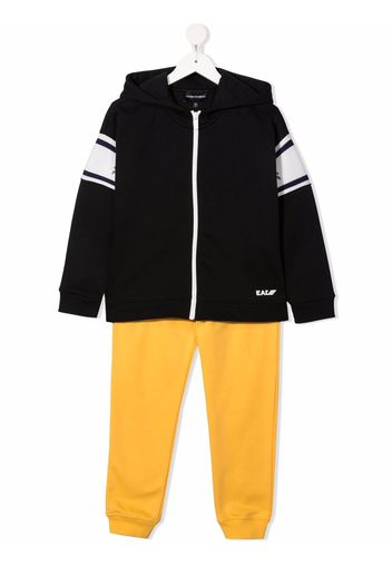 Emporio Armani Kids logo-print two-tone tracksuit set - Nero