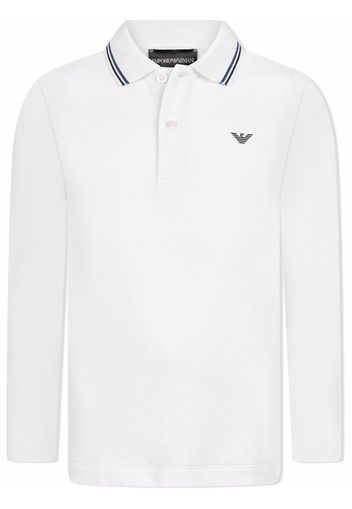 Emporio Armani Kids logo-print long-sleeve polo shirt - Bianco