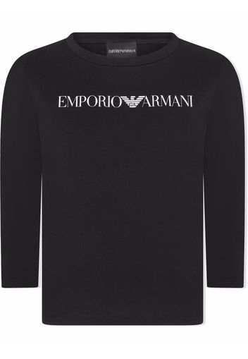 Emporio Armani Kids T-shirt a maniche lunghe con stampa - Blu