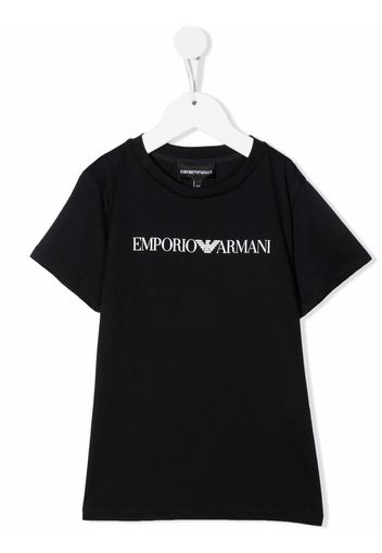 Emporio Armani Kids logo-print cotton T-shirt - Blu