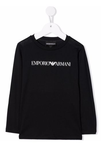 Emporio Armani Kids cotton logo long sleeve top - Blu