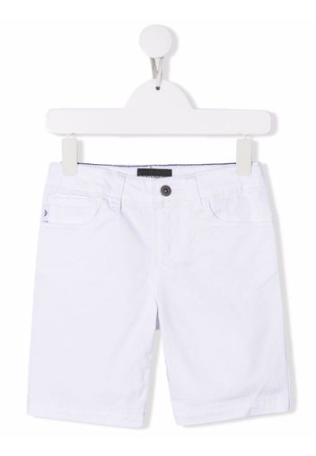 Emporio Armani Kids logo-plaque denim shorts - Bianco