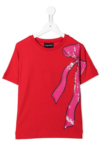 Emporio Armani Kids sequin-embellished short-sleeved T-shirt - Rosso