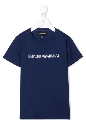 Emporio Armani Kids eagle logo-print cotton T-shirt - Blu